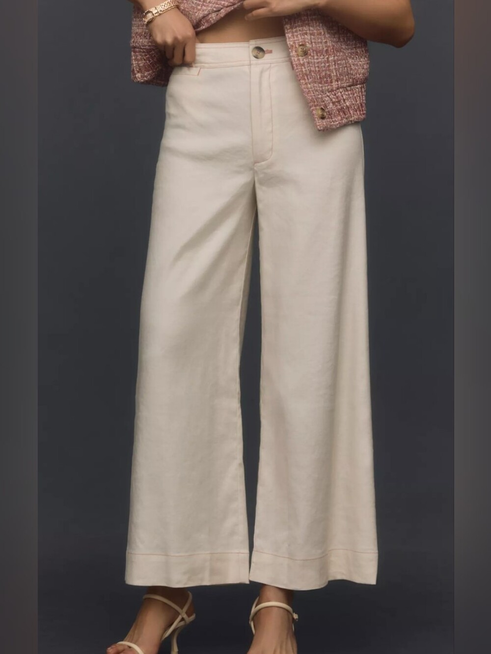 Anthropologie The Ettie High-Rise Crop Wide-Leg Pants by Maeve: Linen Edition 30